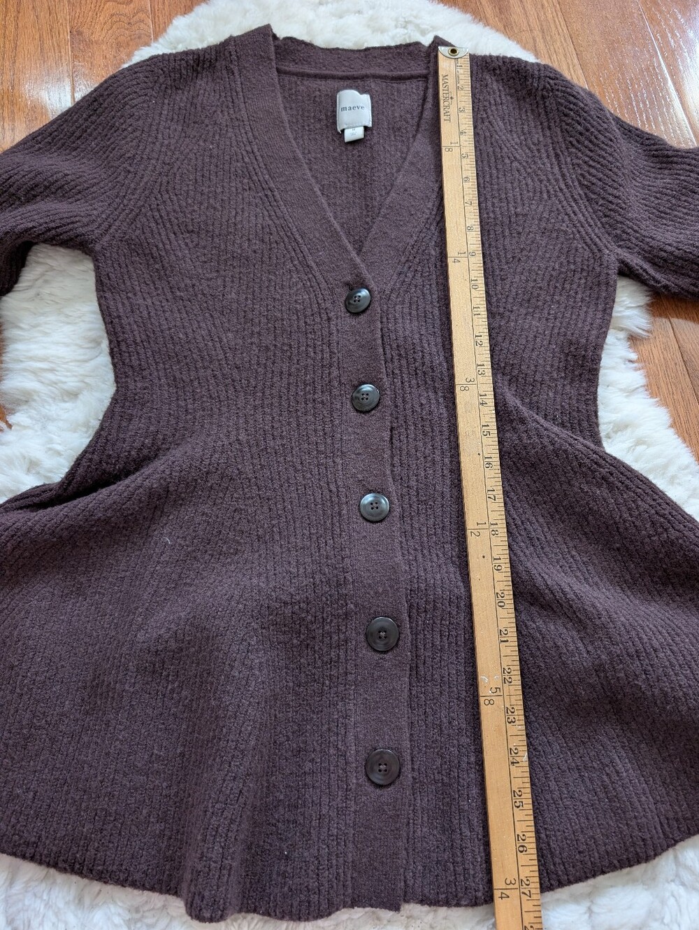 Anthropologie Maeve Hourglass Knit Cardigan Sweater Brown Medium - Picture 13 of 13